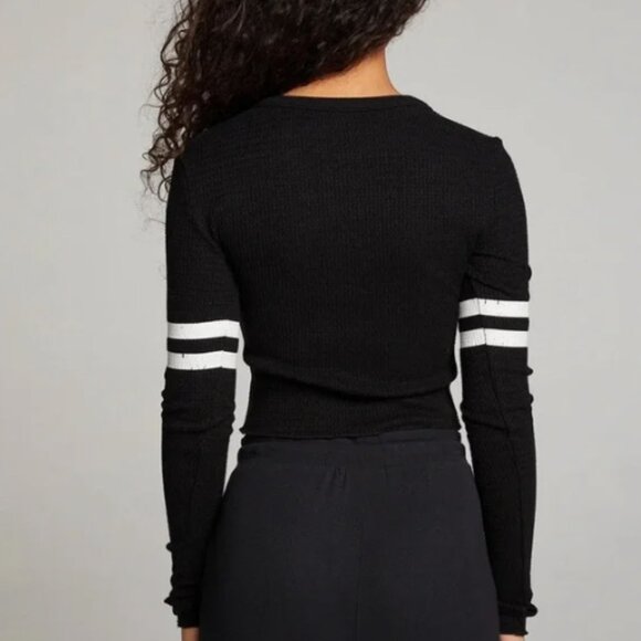 Chaser Black Apres Ski Waffle Thermal Long Sleeve Top Size Medium - Picture 6 of 16